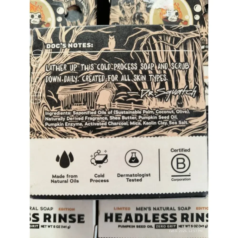 8 Dr Squatch Bar Soap Headless Rinse Halloween Zero Grit Limited Edition 5oz